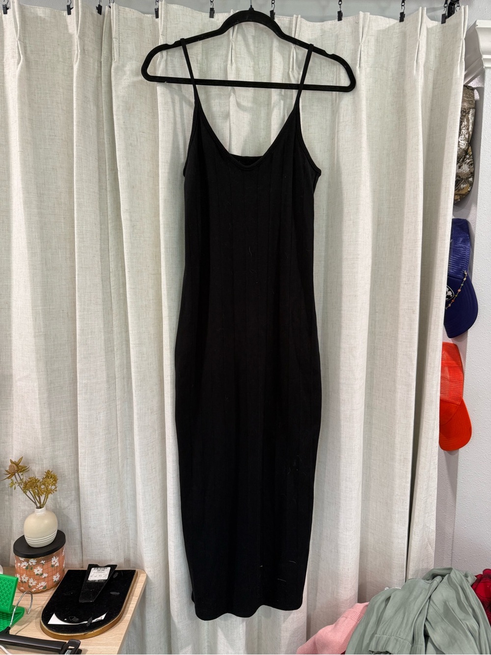 Wild Fable Classic Black Slip Dress with Spaghetti Straps